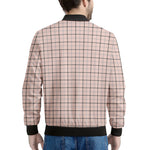 Pastel Pink And Black Tattersall Print Men's Bomber Jacket