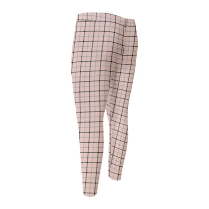 Pastel Pink And Black Tattersall Print Men's Compression Pants