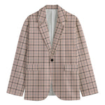 Pastel Pink And Black Tattersall Print Men's Cotton Blazer