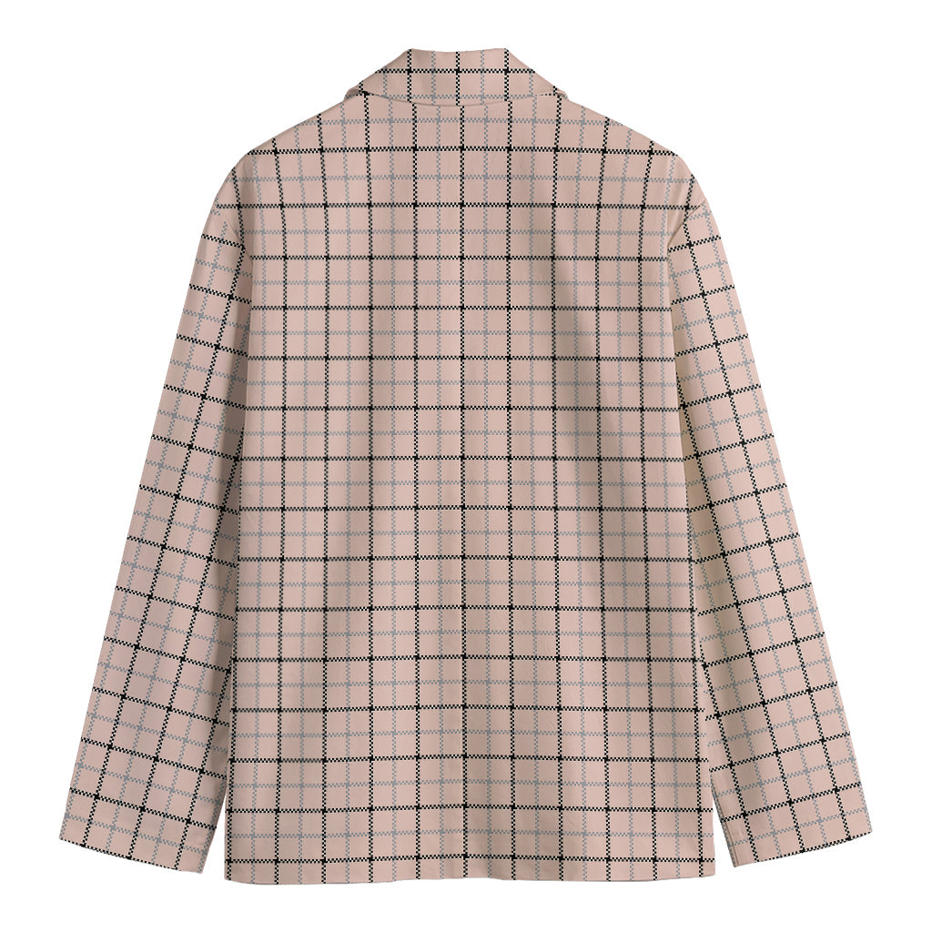 Pastel Pink And Black Tattersall Print Men's Cotton Blazer