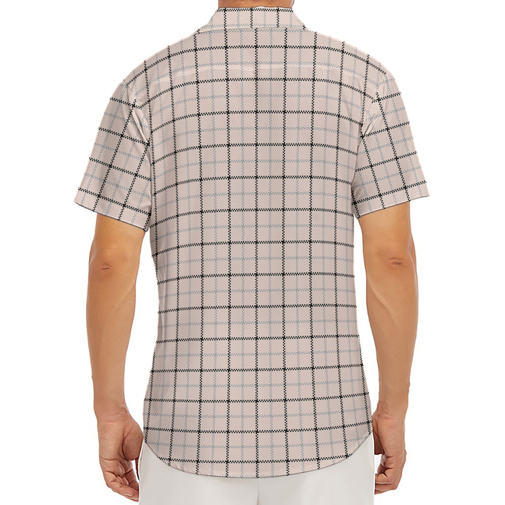 Pastel Pink And Black Tattersall Print Men's Deep V-Neck Shirt