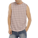 Pastel Pink And Black Tattersall Print Men's Fitness Tank Top
