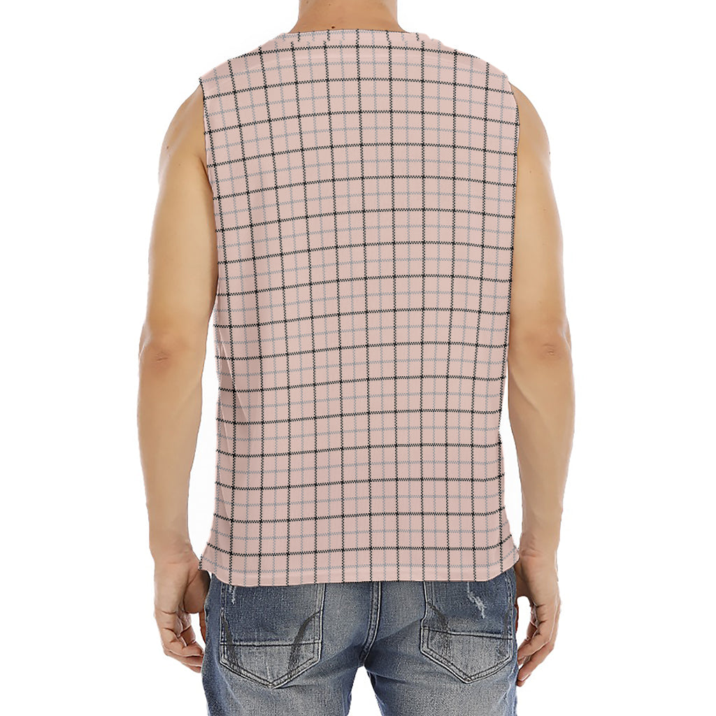 Pastel Pink And Black Tattersall Print Men's Fitness Tank Top