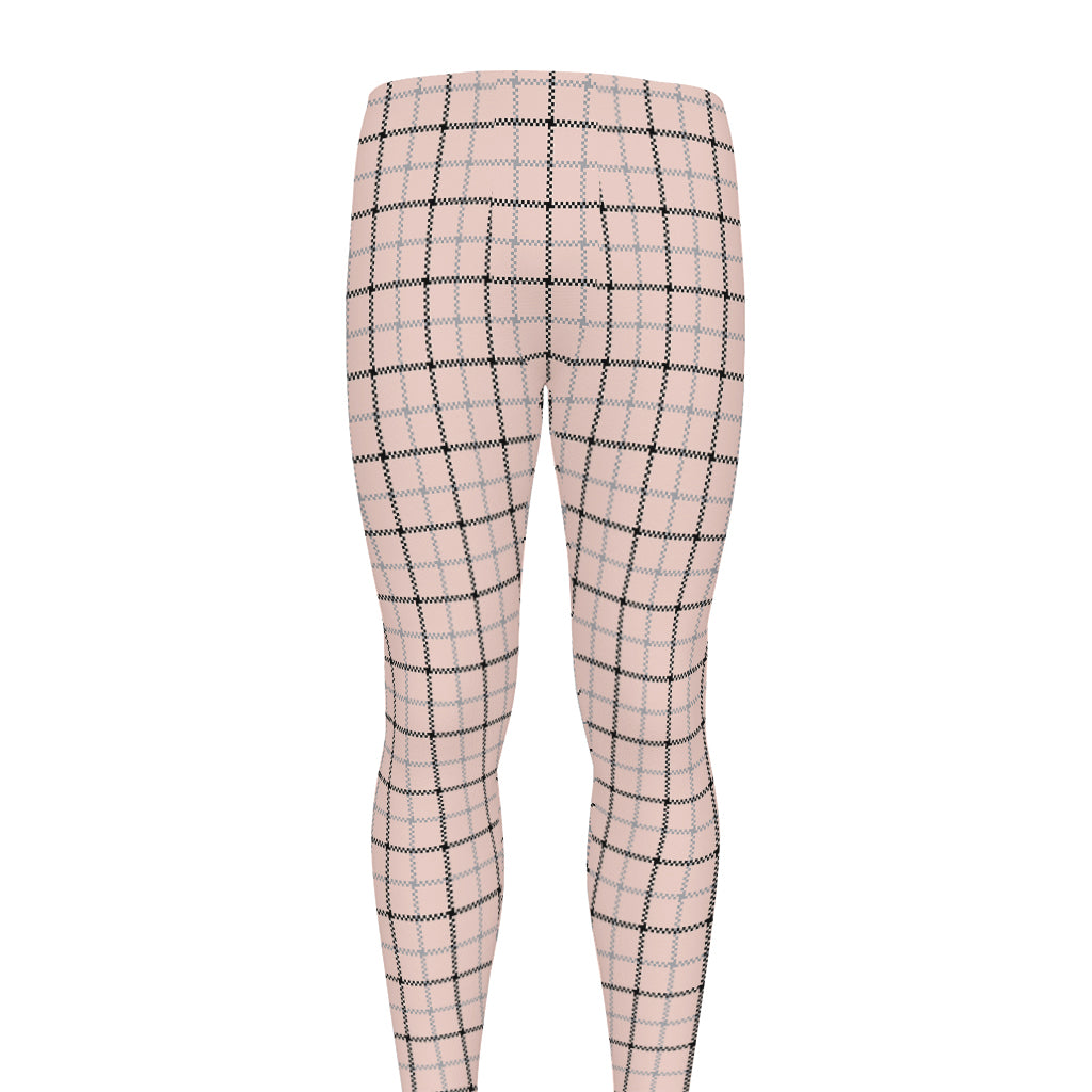 Pastel Pink And Black Tattersall Print Men's leggings