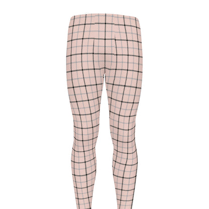 Pastel Pink And Black Tattersall Print Men's leggings