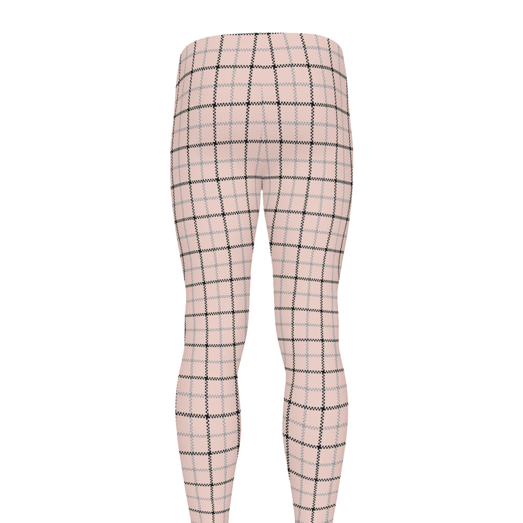 Pastel Pink And Black Tattersall Print Men's leggings