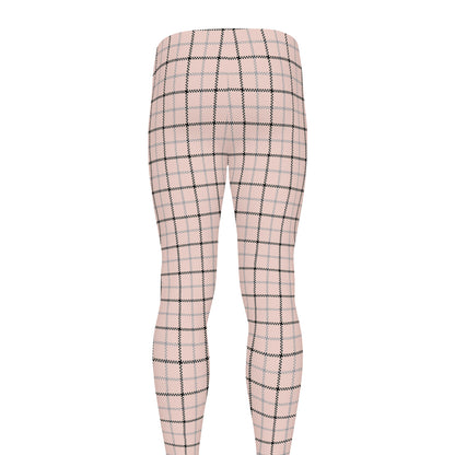 Pastel Pink And Black Tattersall Print Men's leggings