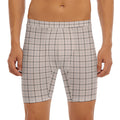Pastel Pink And Black Tattersall Print Men's Long Boxer Briefs