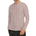 Pastel Pink And Black Tattersall Print Men's Long Sleeve Rash Guard