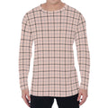 Pastel Pink And Black Tattersall Print Men's Long Sleeve T-Shirt