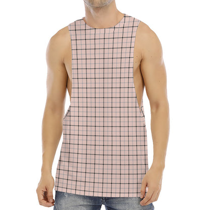 Pastel Pink And Black Tattersall Print Men's Muscle Tank Top