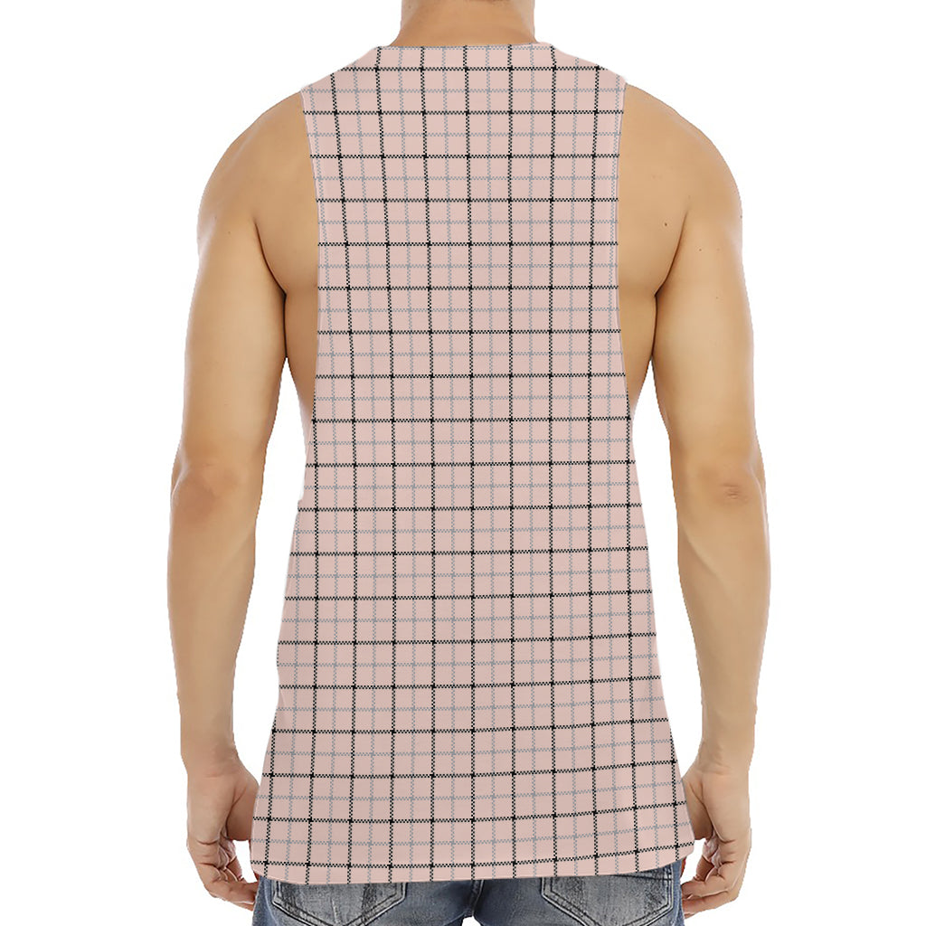 Pastel Pink And Black Tattersall Print Men's Muscle Tank Top