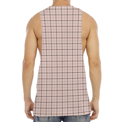 Pastel Pink And Black Tattersall Print Men's Muscle Tank Top