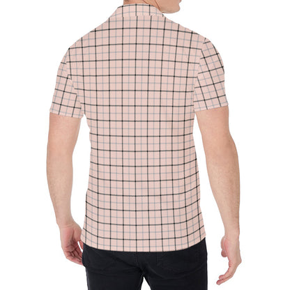 Pastel Pink And Black Tattersall Print Men's Shirt