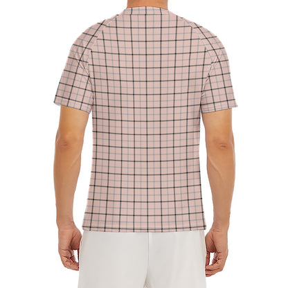 Pastel Pink And Black Tattersall Print Men's Short Sleeve Rash Guard
