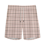 Pastel Pink And Black Tattersall Print Men's Sports Shorts
