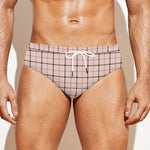 Pastel Pink And Black Tattersall Print Men's Swim Briefs