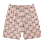 Pastel Pink And Black Tattersall Print Men's Swim Trunks