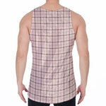Pastel Pink And Black Tattersall Print Men's Velvet Tank Top