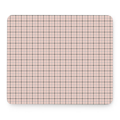 Pastel Pink And Black Tattersall Print Mouse Pad