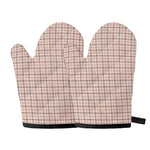 Pastel Pink And Black Tattersall Print Oven Mitts