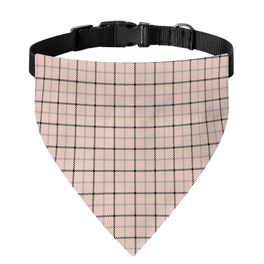 Pastel Pink And Black Tattersall Print Over The Collar Dog Bandana