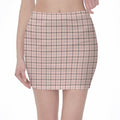 Pastel Pink And Black Tattersall Print Pencil Mini Skirt