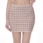 Pastel Pink And Black Tattersall Print Pencil Mini Skirt