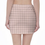 Pastel Pink And Black Tattersall Print Pencil Mini Skirt