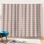 Pastel Pink And Black Tattersall Print Pencil Pleat Curtains