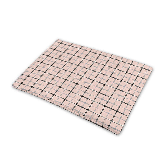 Pastel Pink And Black Tattersall Print Pet Cooling Mat Cover
