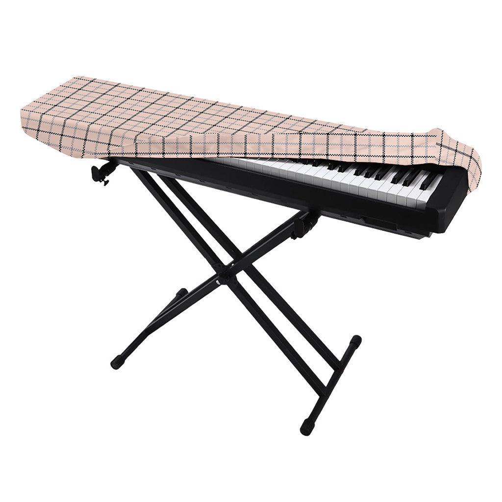 Pastel Pink And Black Tattersall Print Piano Keyboard Cover