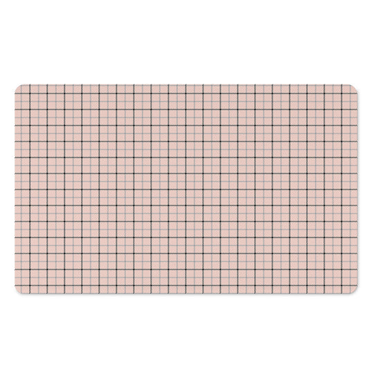 Pastel Pink And Black Tattersall Print Polyester Doormat