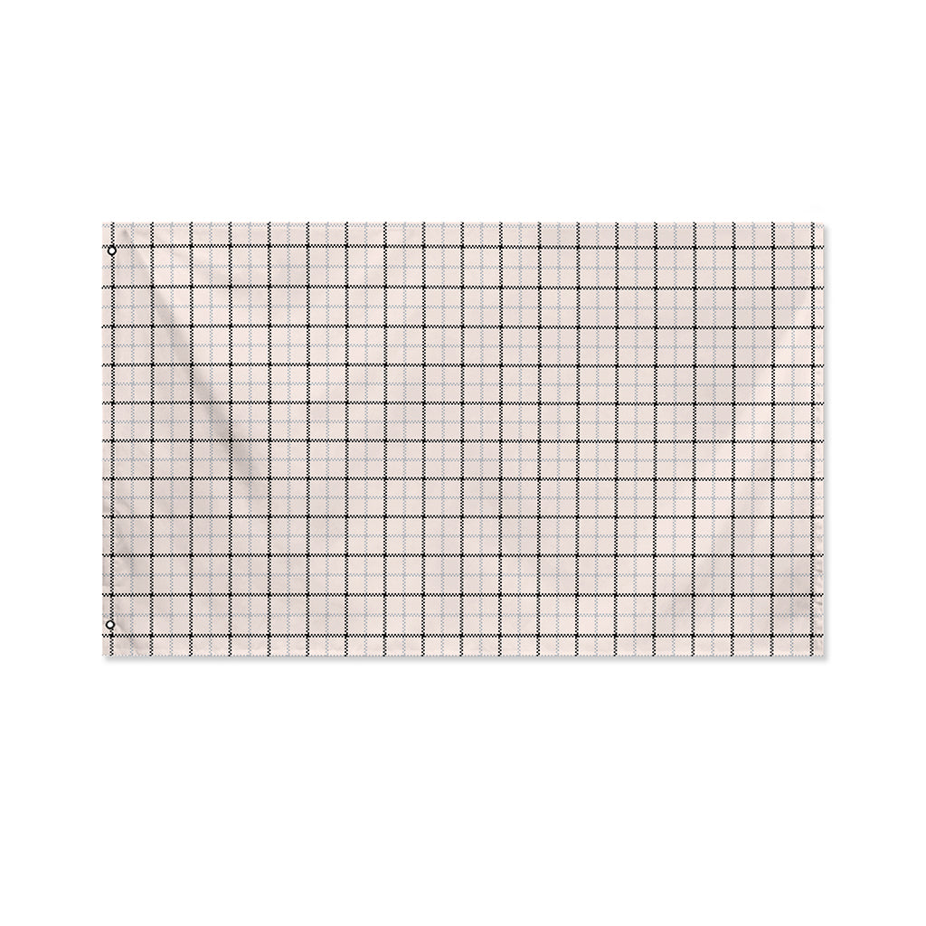 Pastel Pink And Black Tattersall Print Polyester Flag