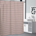 Pastel Pink And Black Tattersall Print Premium Shower Curtain