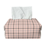 Pastel Pink And Black Tattersall Print Rectangle Tissue Box Cover