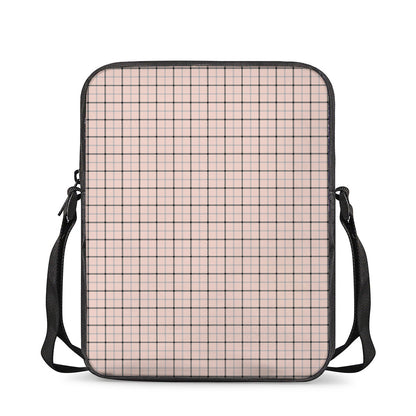 Pastel Pink And Black Tattersall Print Rectangular Crossbody Bag