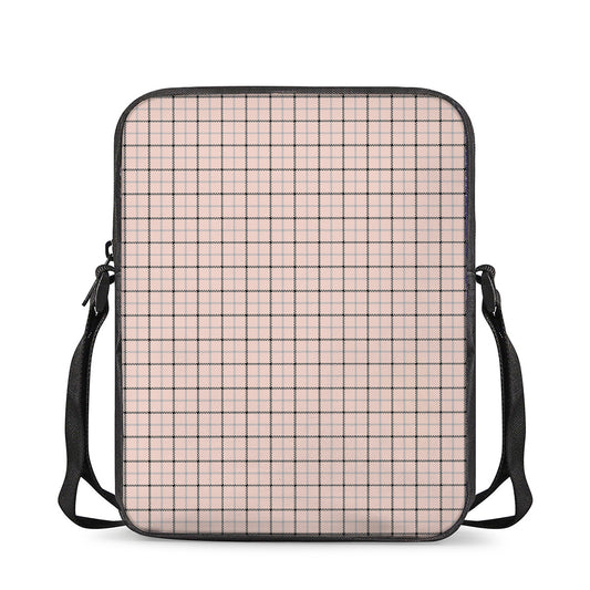 Pastel Pink And Black Tattersall Print Rectangular Crossbody Bag