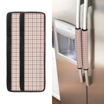 Pastel Pink And Black Tattersall Print Refrigerator Handle Covers