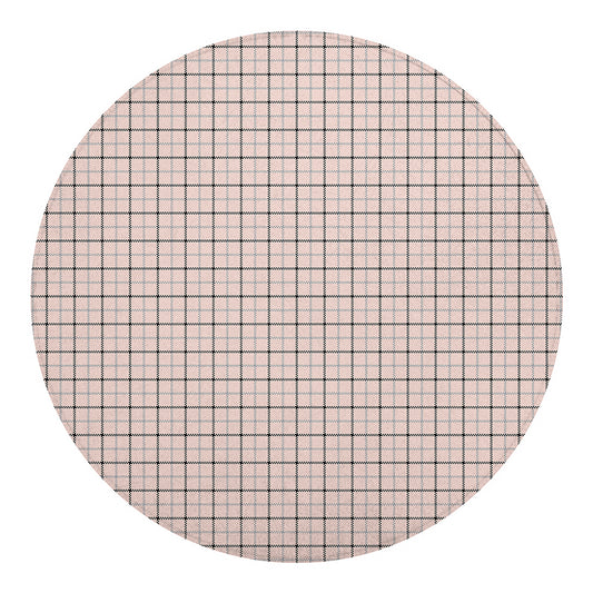 Pastel Pink And Black Tattersall Print Round Blanket