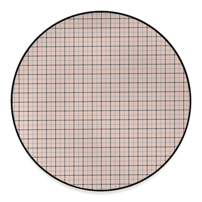 Pastel Pink And Black Tattersall Print Round Floor Mat