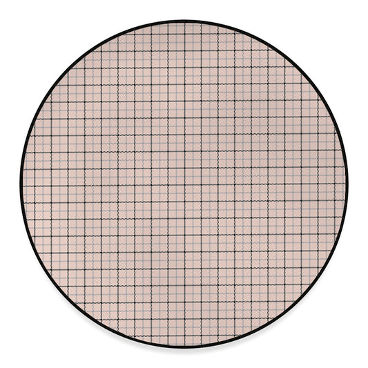 Pastel Pink And Black Tattersall Print Round Floor Mat
