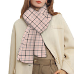 Pastel Pink And Black Tattersall Print Scarf