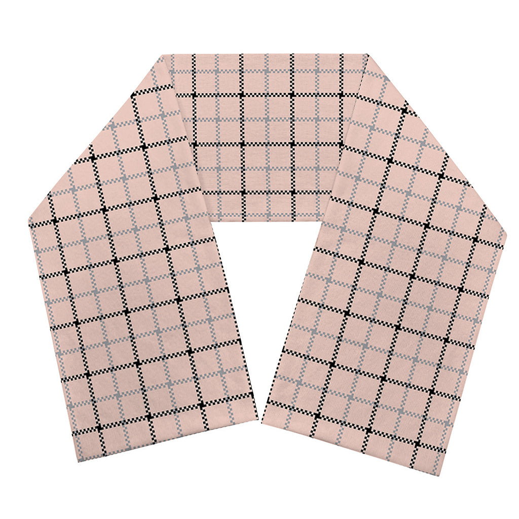 Pastel Pink And Black Tattersall Print Scarf
