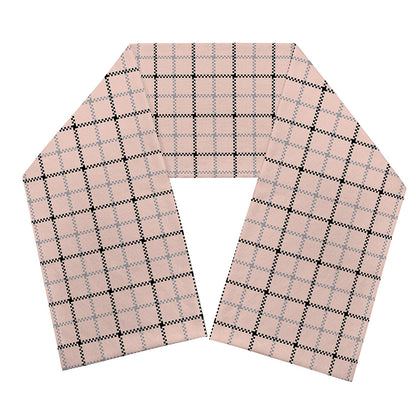 Pastel Pink And Black Tattersall Print Scarf
