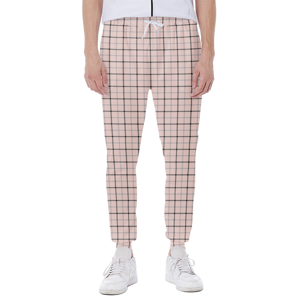 Pastel Pink And Black Tattersall Print Scuba Joggers