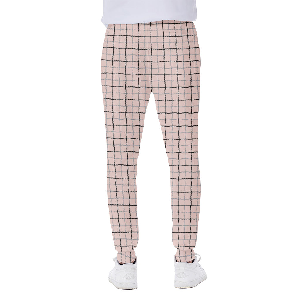 Pastel Pink And Black Tattersall Print Scuba Joggers