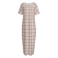 Pastel Pink And Black Tattersall Print Short Sleeve Long Nightdress