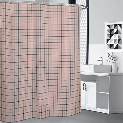 Pastel Pink And Black Tattersall Print Shower Curtain