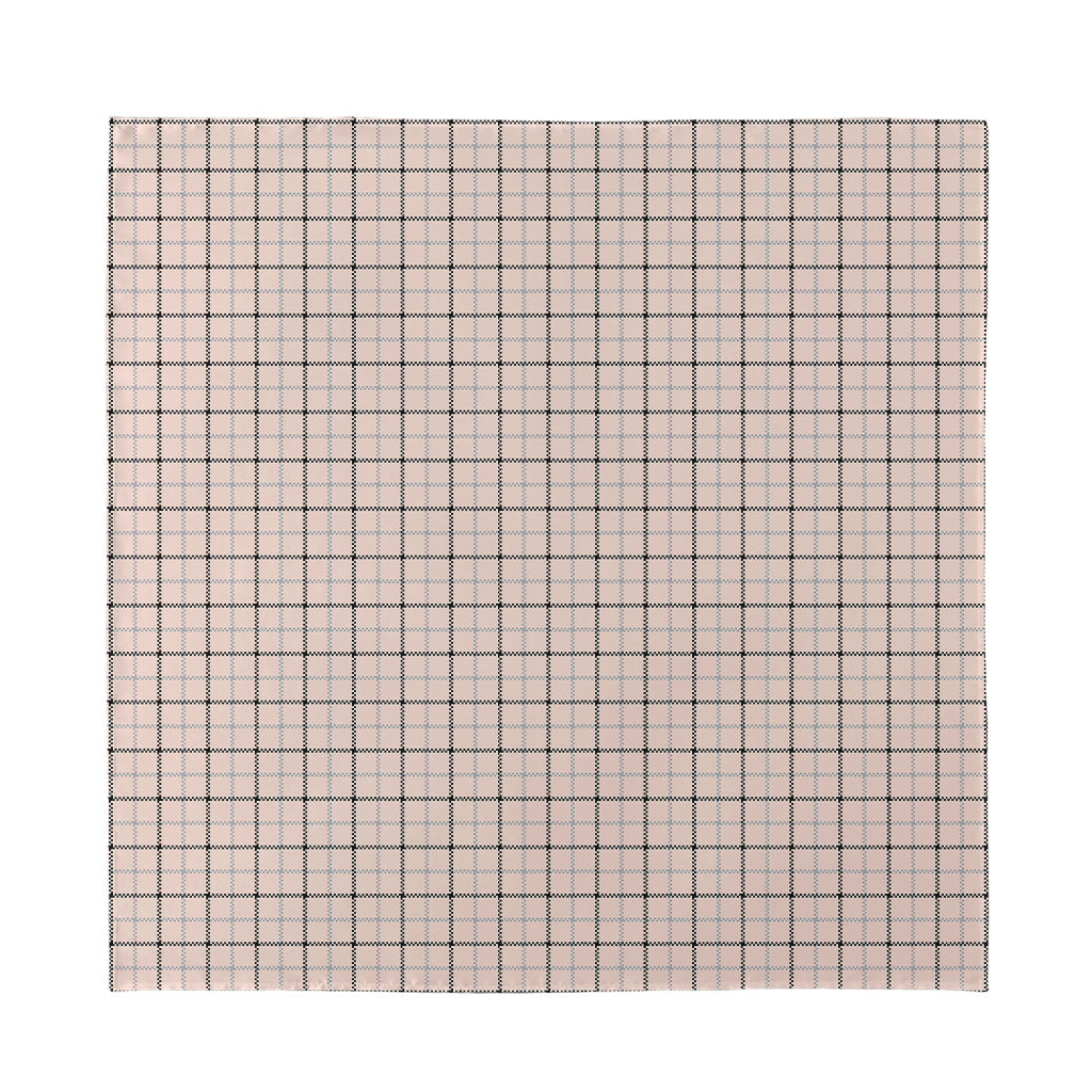 Pastel Pink And Black Tattersall Print Silk Bandana